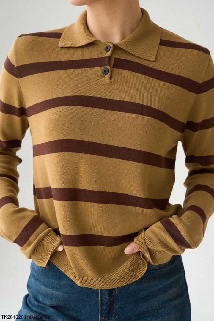 Vintage Stripe Polo Knit