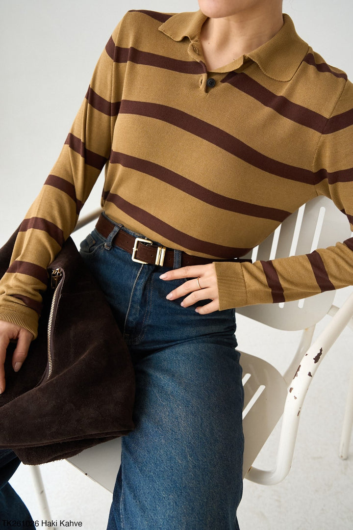 Vintage Stripe Polo Knit