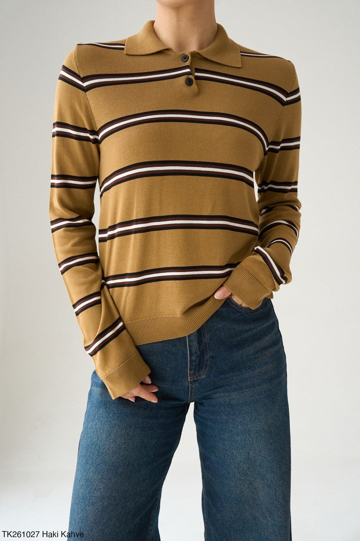 Vintage Stripe Polo Knit