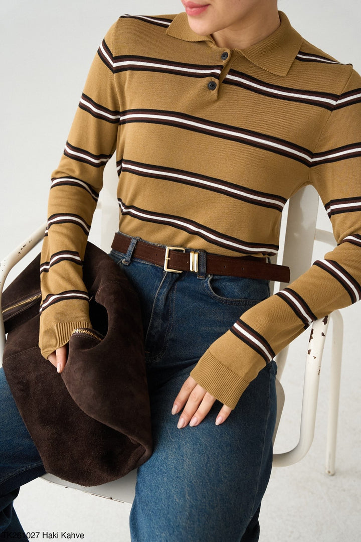 Vintage Stripe Polo Knit