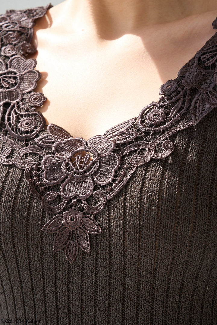 Élan™ Lace Trim Knit Top