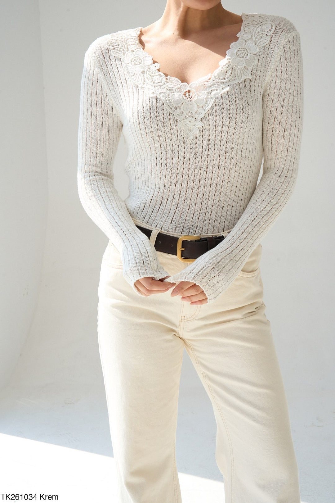 Élan™ Lace Trim Knit Top