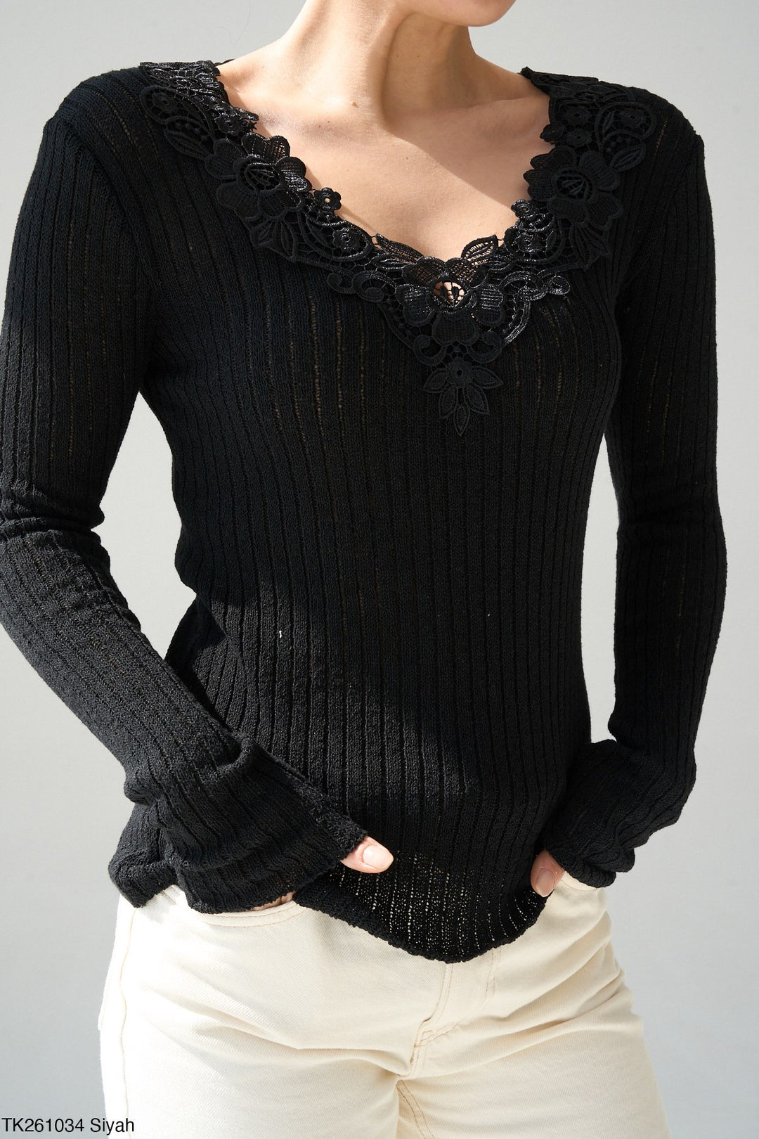 Élan™ Lace Trim Knit Top
